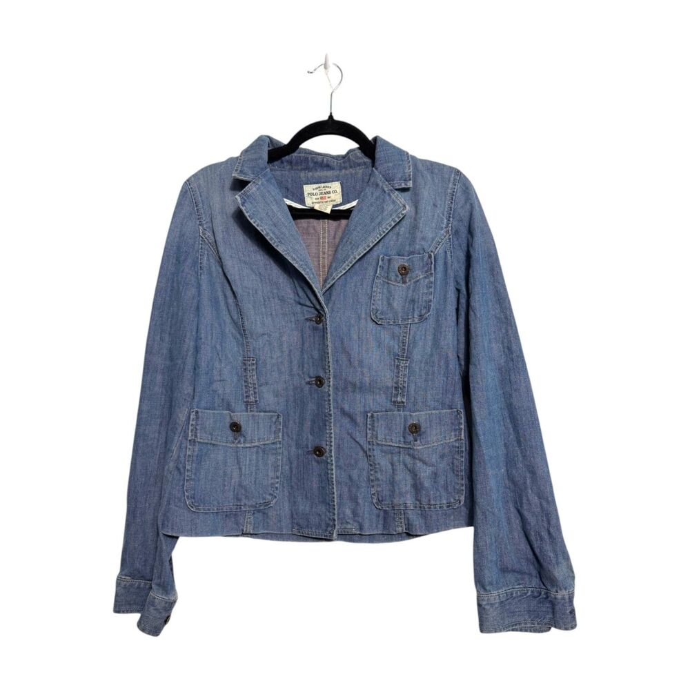 Polo Jeans Co. Ralph Lauren Vintage Washed Blue Denim Cropped Jacket Small